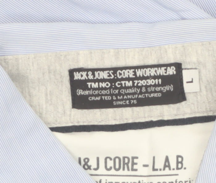 Jack & Jones Men's Blue Long Sleeve Regular Fit Button-Up Shirt Size L