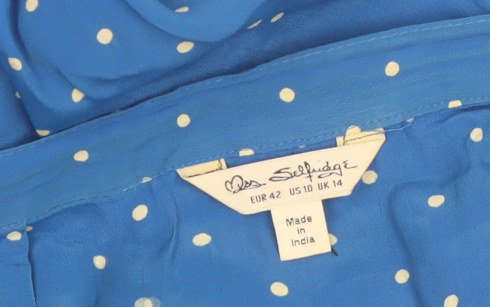 Miss Selfridge Women Blue Polka Dot A-Line Skirt Size 14