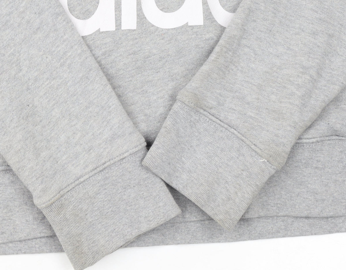 Adidas Womens Grey Hoodie XS Pullover Hooded Sweatshirt Logo