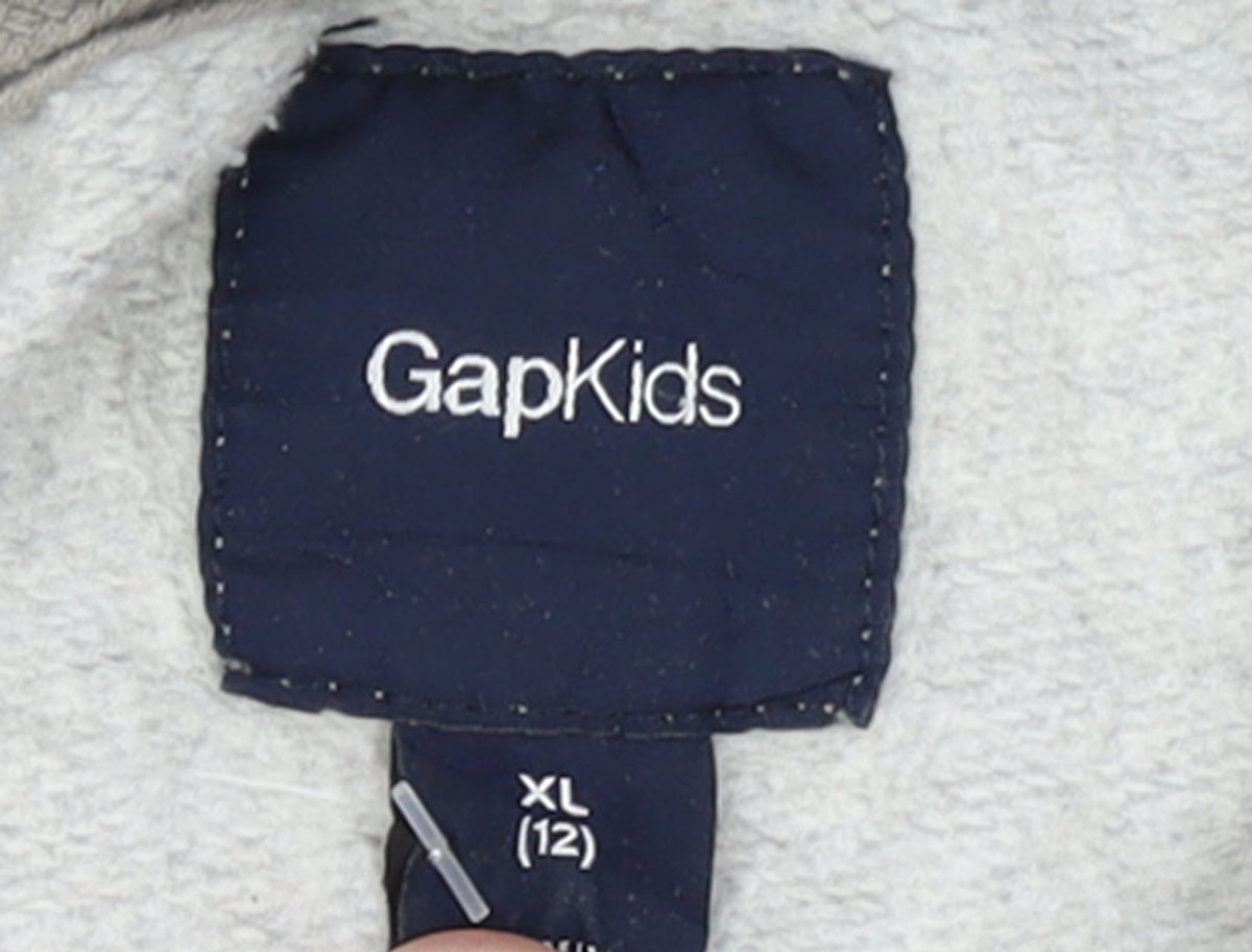 Gap Kids Boys Grey Full Zip Hoodie XL (12 Years) Fleece Lined Casual Sweatshirt