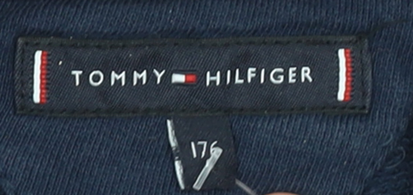 Tommy Hilfiger Girls Blue Pullover Hoodie Size 176 Hooded Logo Sweatshirt