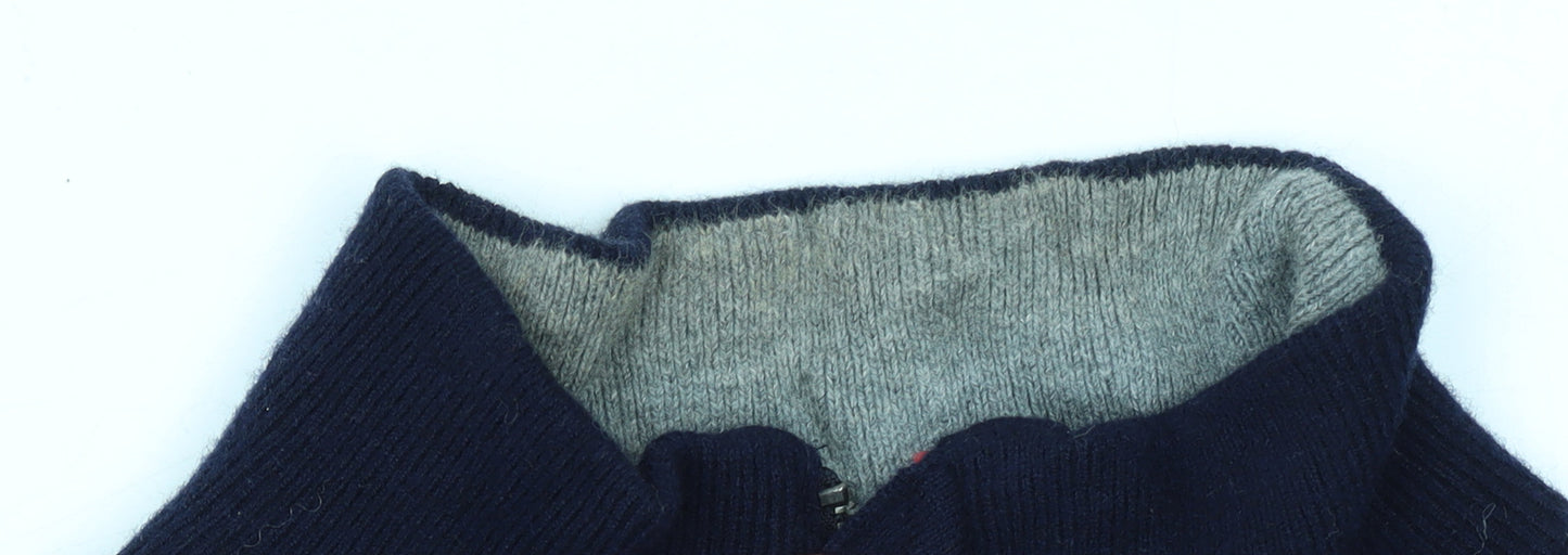Tommy Hilfiger Men's Blue Wool Half Zip Jumper XL