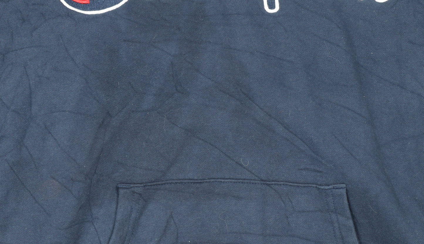Champion Men's Blue Pullover Hoodie Medium Embroidered Logo