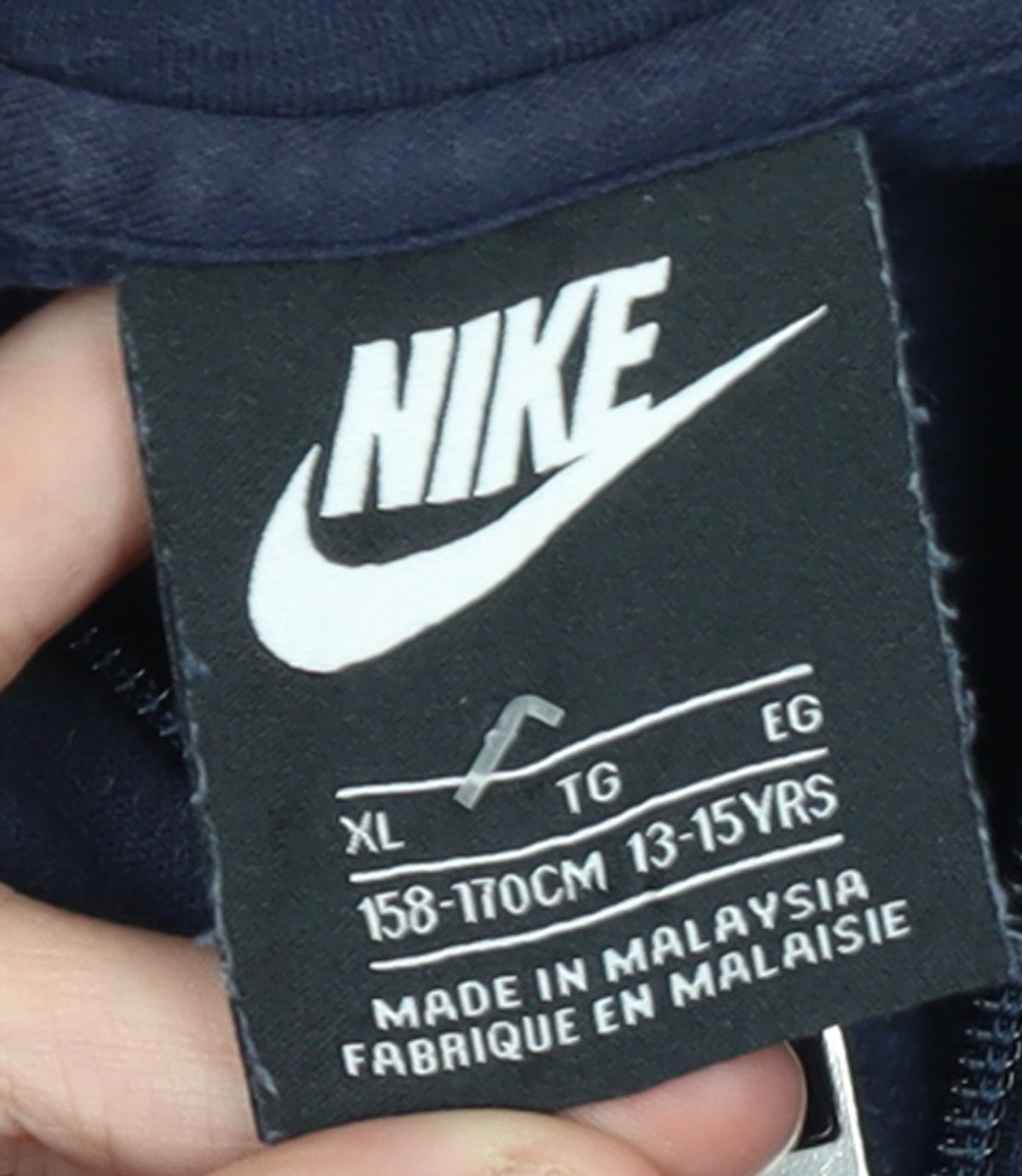 Nike Boys Navy Blue Full Zip Hoodie XL 13-15 Years Fleece Sweatshirt