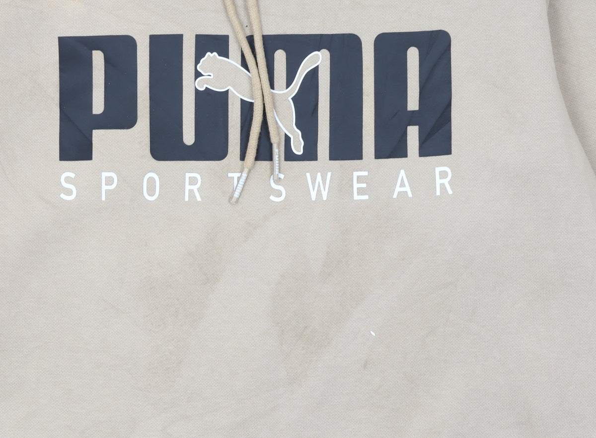 Puma Womens Beige XS Pullover Hoodie Sportswear Logo Sweatshirt