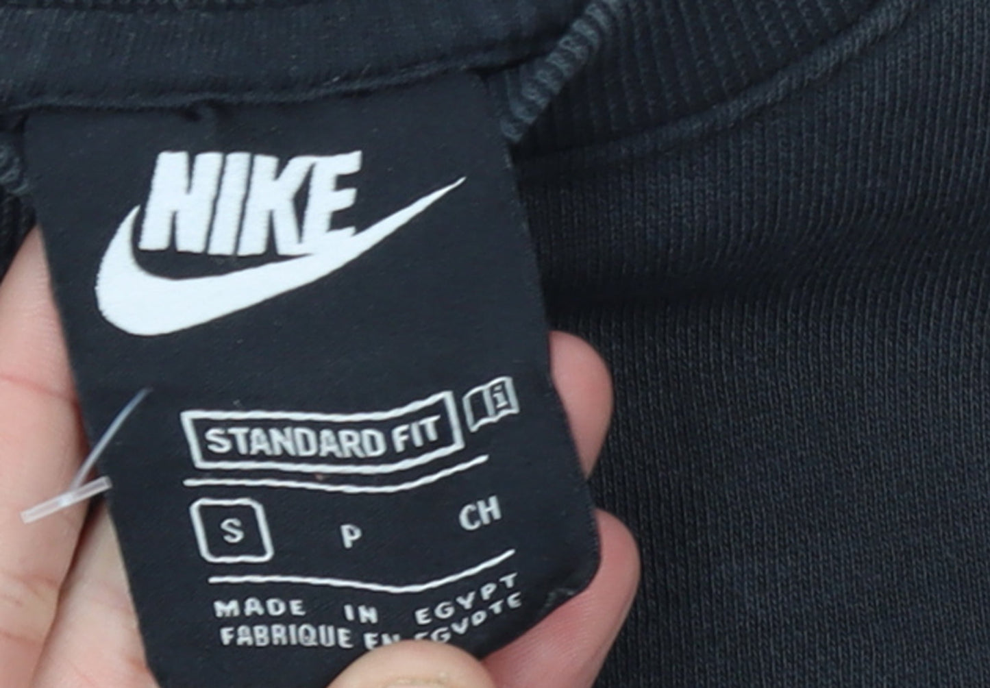 Nike Women Black Small Pullover Sweatshirt Logo Crew Neck Standard Fit