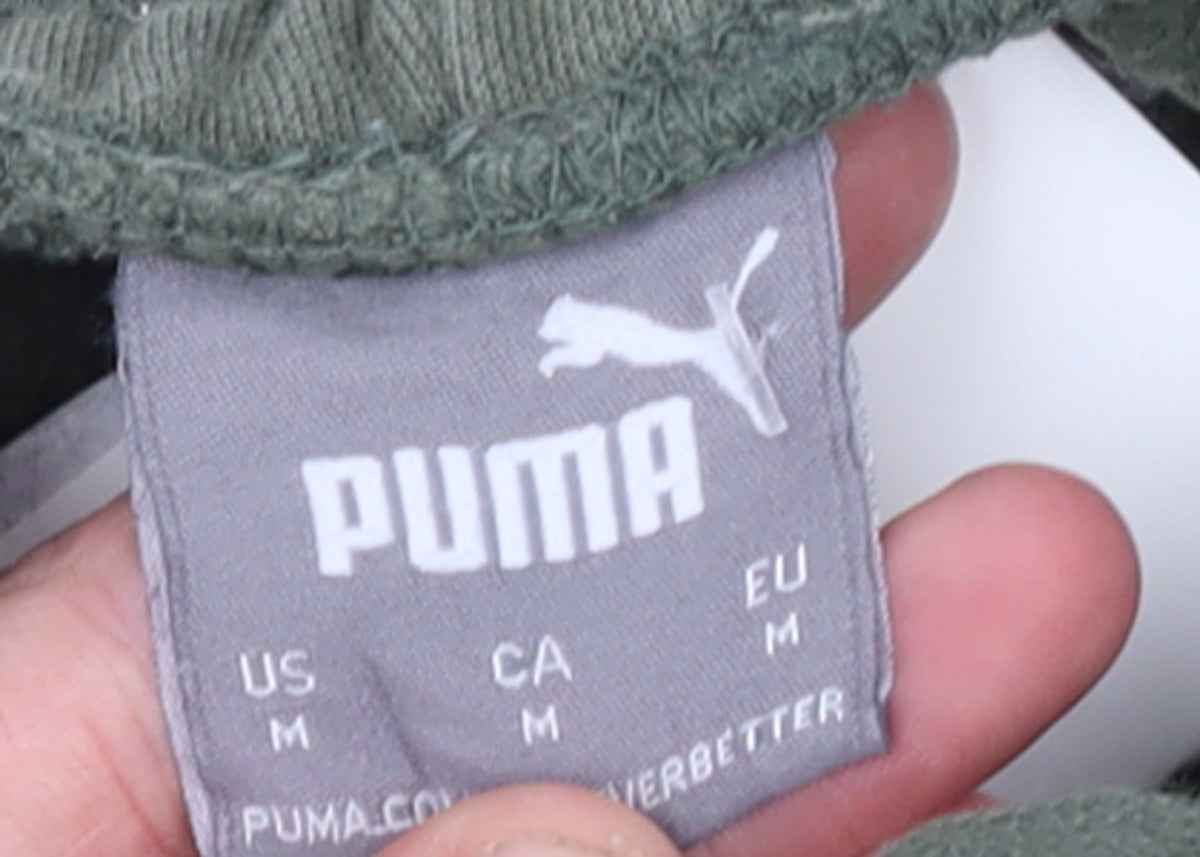 Puma Men's Green Jogger Sweatpants M Casual Fleece Tapered