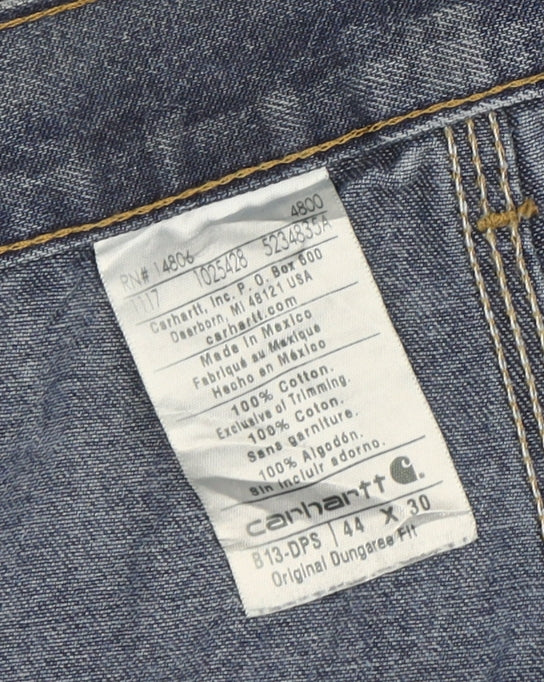 Carhartt Mens Blue Denim Dungaree Fit Work Jeans 44x30 Cotton