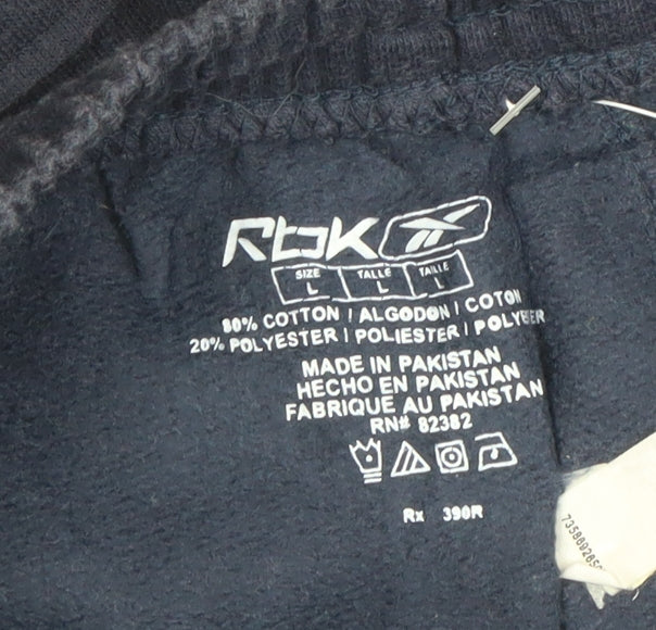 Reebok Boys Blue L Jogger Trousers Cotton Blend Elastic Waist Activewear