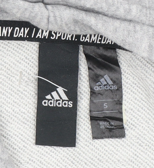 Adidas Men's Grey Pullover Hoodie Small Graphic Logo Sportswear