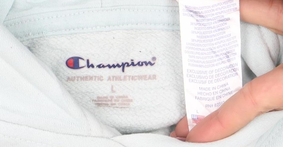 Champion Girls Blue Pullover Hoodie L Embroidered Logo Fleece