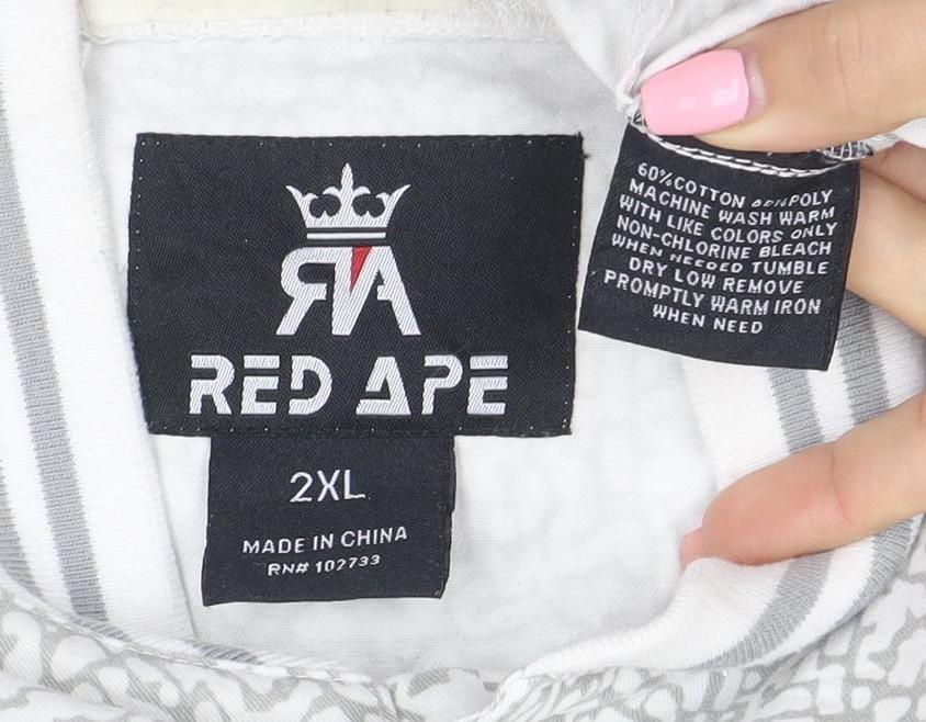 Red Ape Mens White 2XL Varsity Jacket Cotton Blend Casual