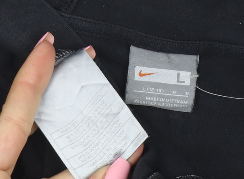 Nike Women's Black Full Zip Hoodie Size L Cotton Blend Sportswear
