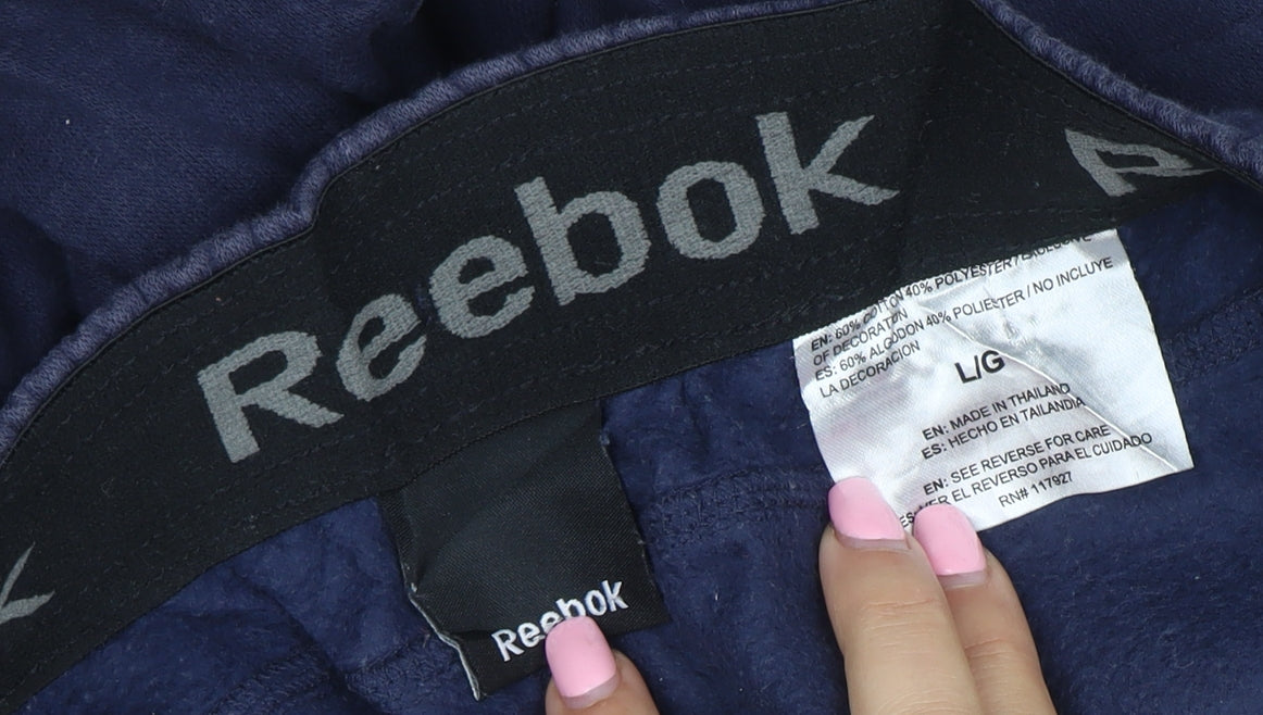 Reebok Men’s Blue Fleece Sweatpants L Regular Straight Fit