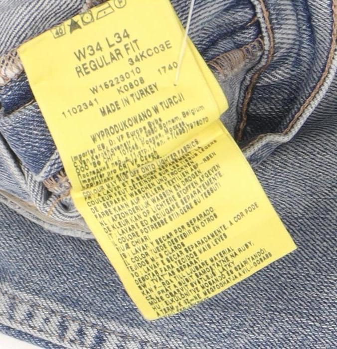 Wrangler Men's Blue Regular Fit Straight Denim Jeans W34 L34