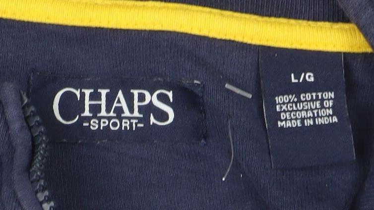 Chaps Men's Blue 1/2 Zip Striped Cotton Sweatshirt Size L