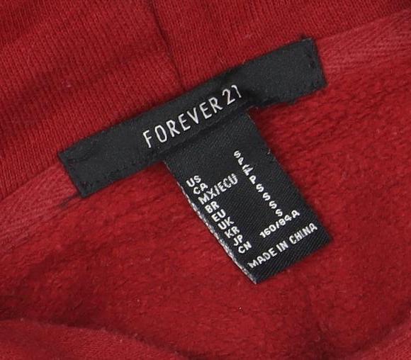 Forever 21 Women's Red Cropped Pullover Hoodie Size S