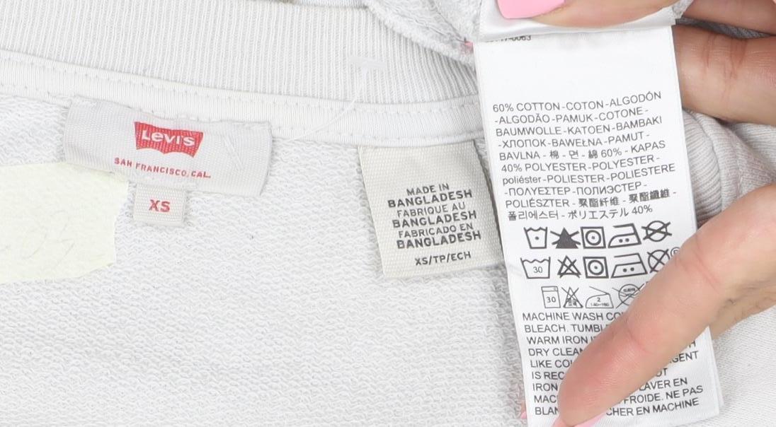 Levi's Womens White XS Pullover Sweatshirt Logo Cotton Blend