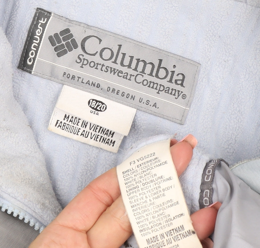 Columbia Women’s Blue Hooded Ski Jacket Size 18/20 Waterproof Lined