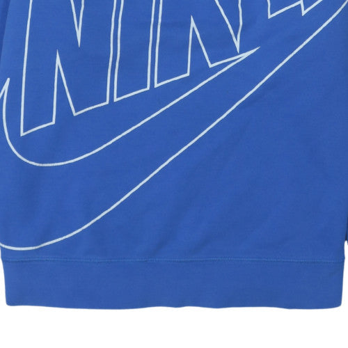 Nike Womens Blue XL Pullover Sweatshirt Crew Neck Logo Print Cotton Blend