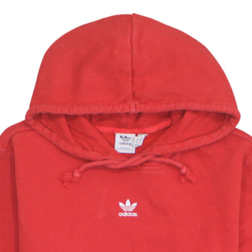 Adidas Women Red Pullover Hoodie Small Cotton Fleece Casual Sportswear
