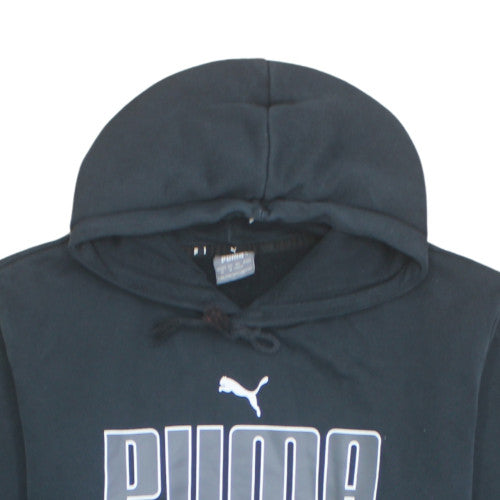 Puma Men's Black Pullover Hoodie Size M Logo Fleece Sweatshirt