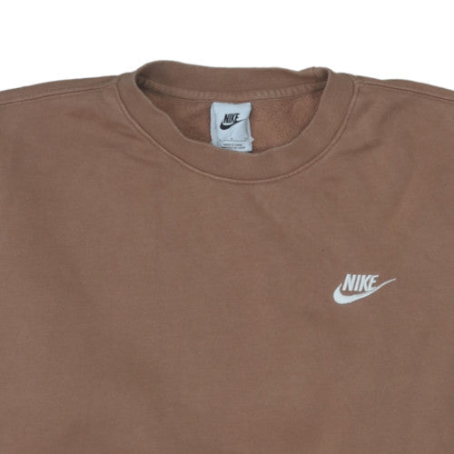Nike Womens Brown Small Pullover Sweatshirt Crew Neck Cotton Blend