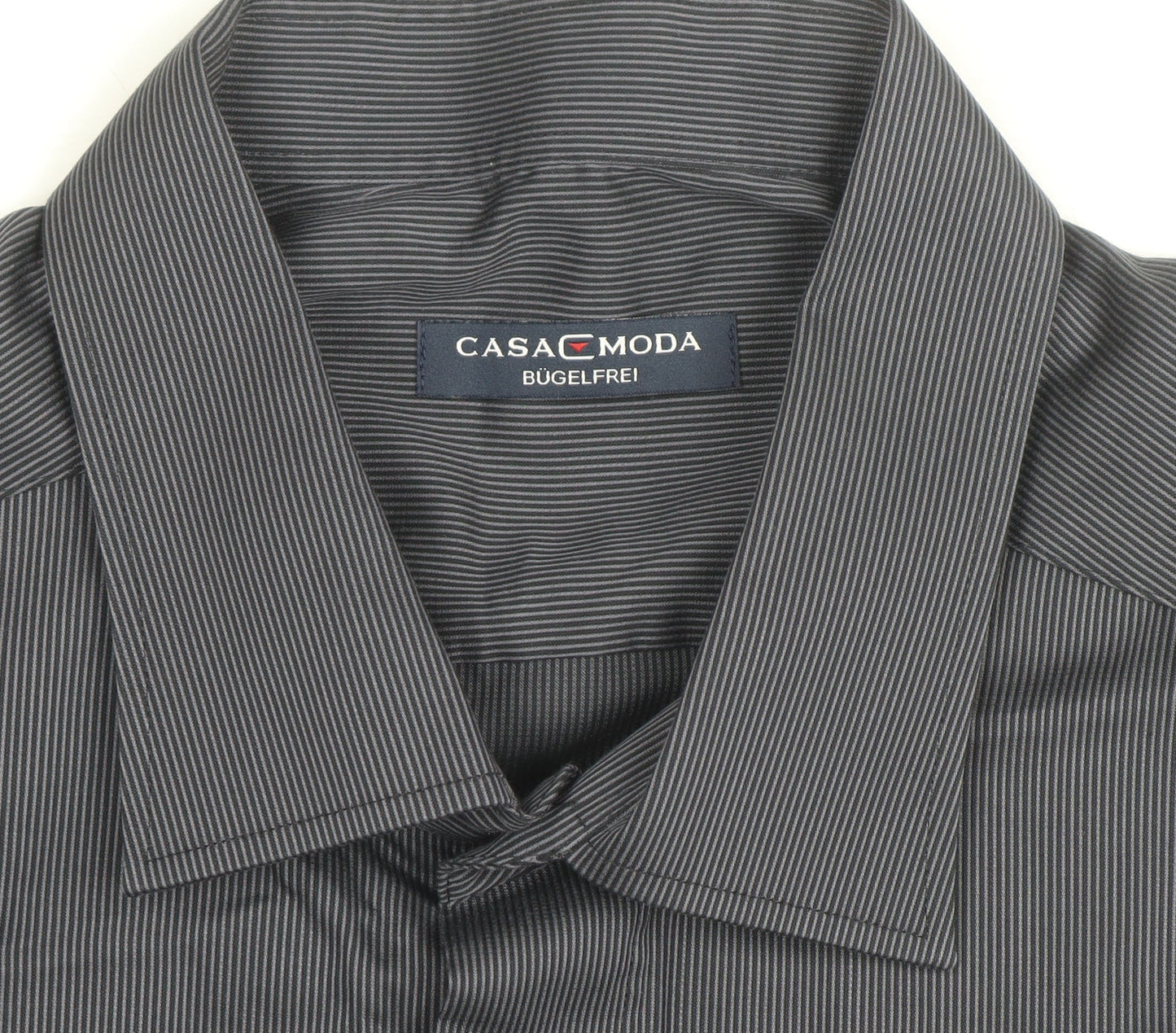 Casa Moda Men's Grey Striped Long Sleeve Non-Iron Cotton Shirt Size 47