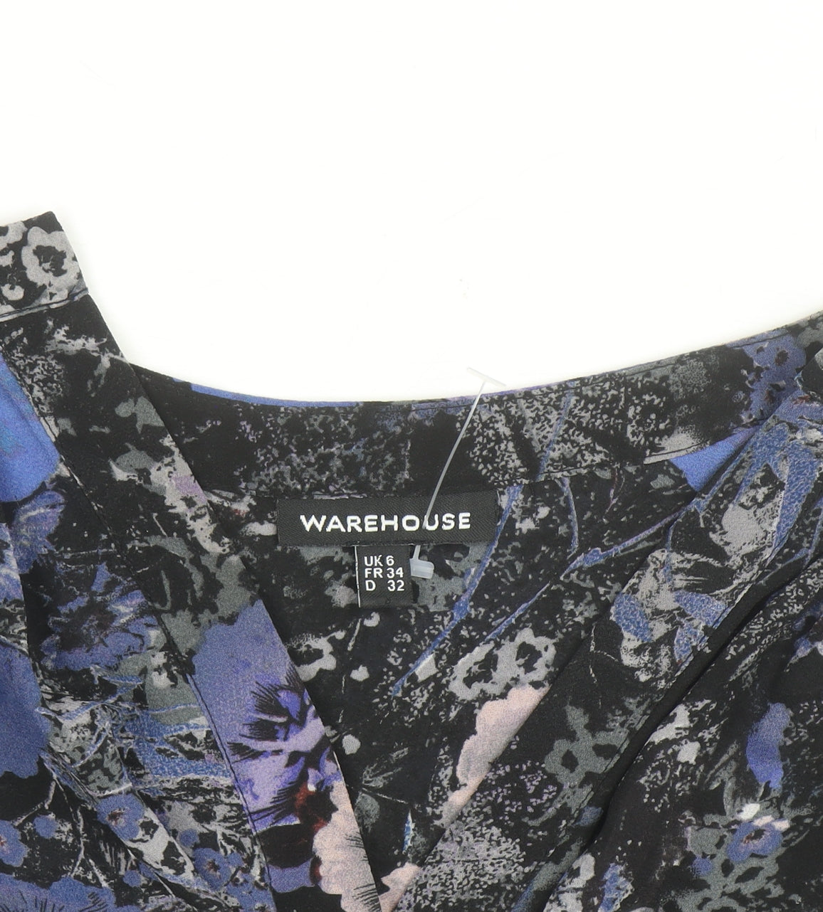 Warehouse Women’s Black Blue Floral Long Sleeve Blouse UK 6