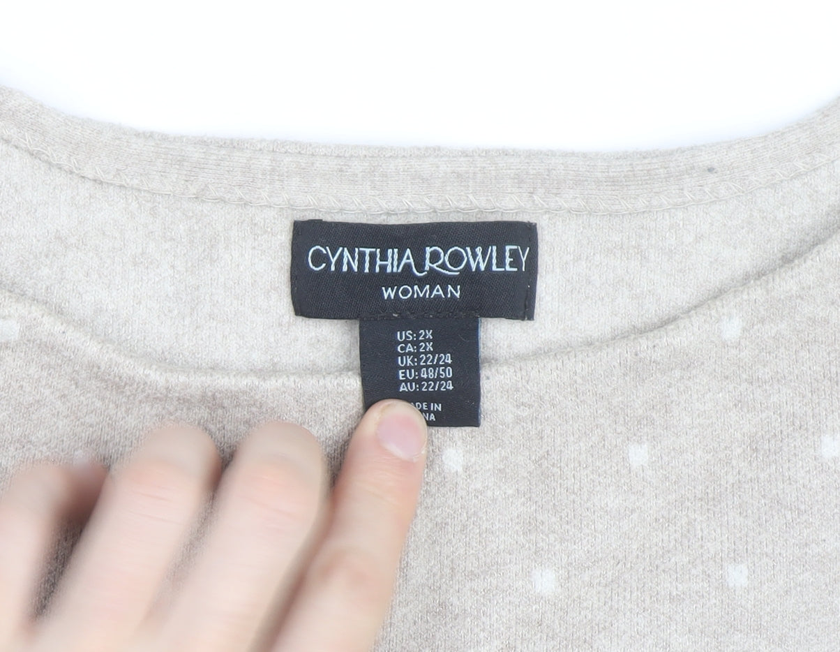 Cynthia Rowley Woman Beige Polka Dot Knit Jumper UK 22/24