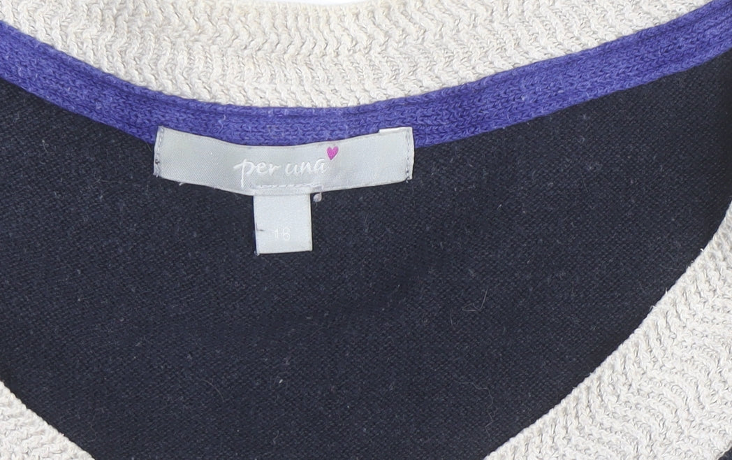 Marks & Spencer Per Una Women's Multicoloured Stripe Knit Top Size 16