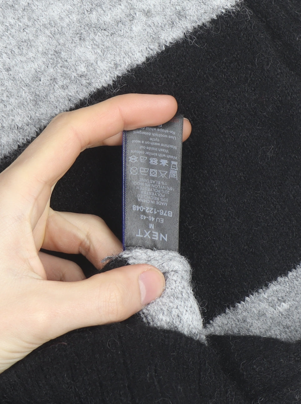 Next Women’s Black & Grey Roll Neck Stripe Wool Tunic Jumper M
