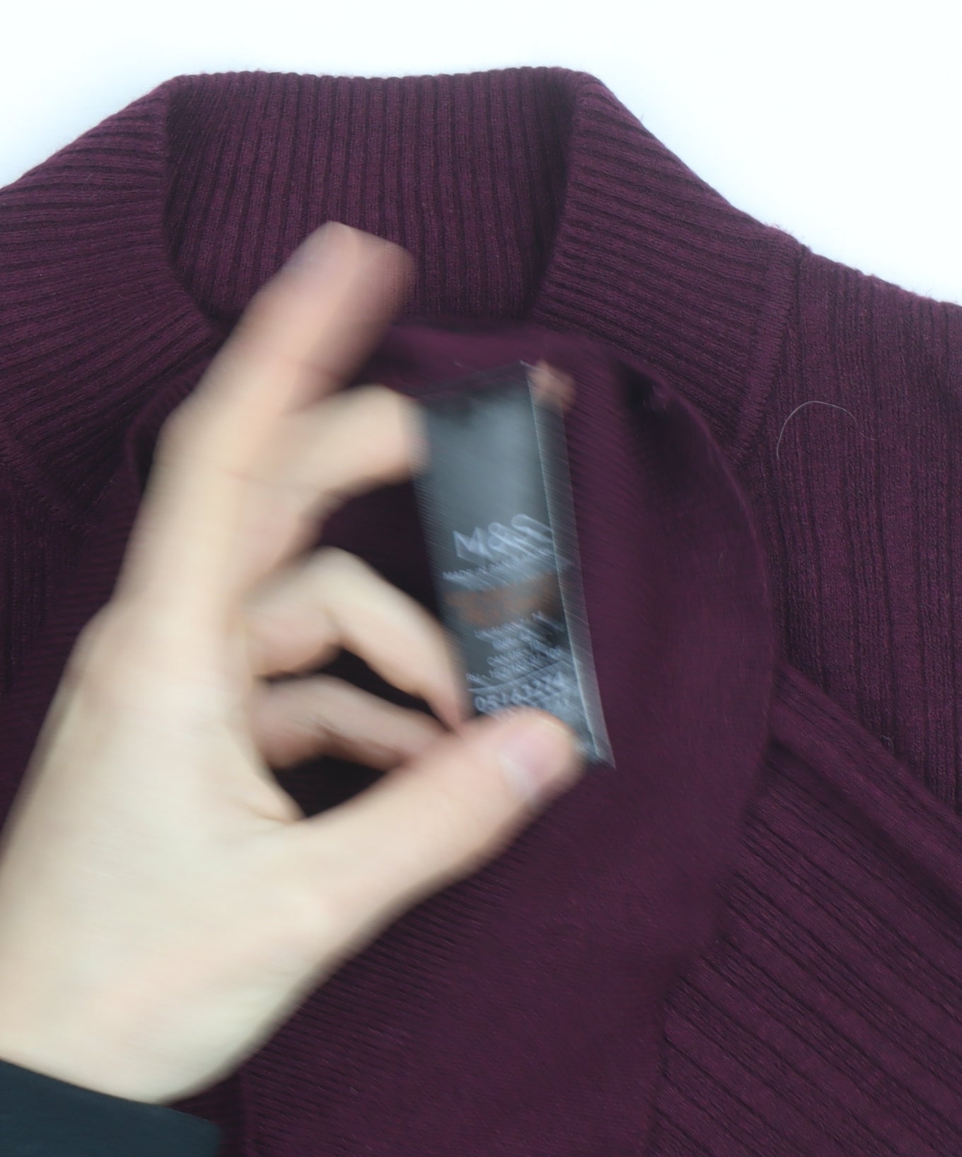 Marks & Spencer Womens Purple Mock Neck Ribbed Pullover Jumper Size 12
