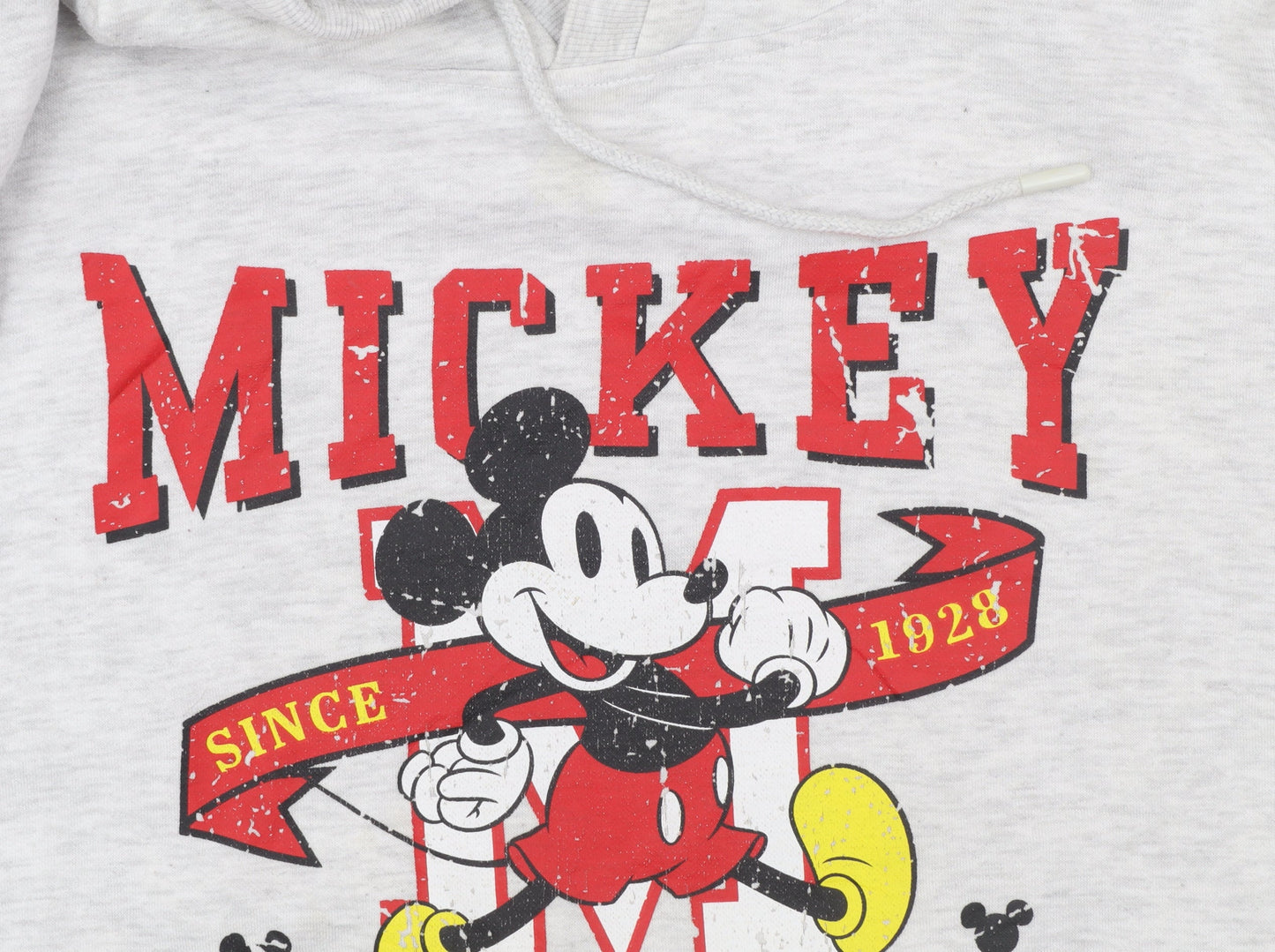 Disney Women Grey Mickey Mouse Pullover Hoodie Size 10/12