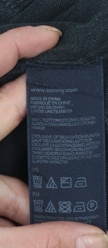 Tommy Hilfiger Men's Black V-Neck Cotton Jumper Size S