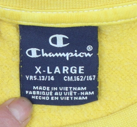 Champion Boys Yellow Logo Pullover Sweatshirt 13-14 Years X-Large