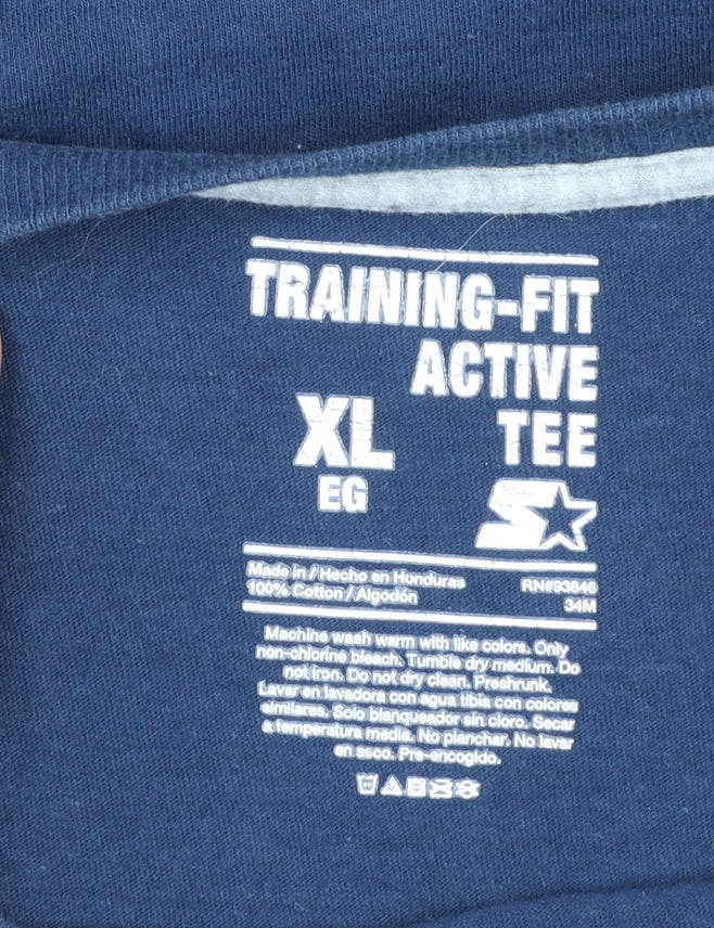 Starter Men's Navy Blue Training-Fit Active Cotton T-Shirt XL