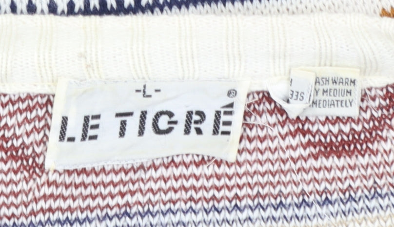 Le Tigre Men's Multicoloured Geometric Knit Pullover Jumper L