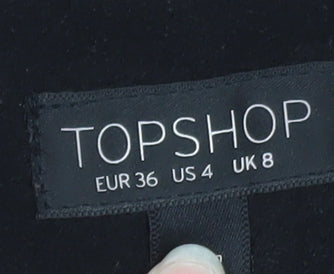Topshop Women's Black Wool Blend Mid-Length Overcoat UK 8