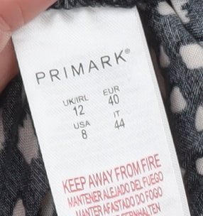Primark Women's Black Animal Print Skater Dress Size 12