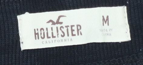 Hollister Mens Black Jogger Trousers M Elastic Waist Logo Fleece