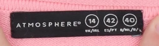 Atmosphere Women Pink Crew Neck Long Sleeve Pullover Jumper Size 14