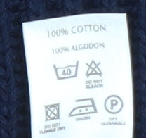 BHS Men's Blue Cotton Crew Neck Chunky Knit Jumper Size L