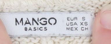 Mango Womens Ivory Cable-Knit Cotton Blend Jumper Size 8