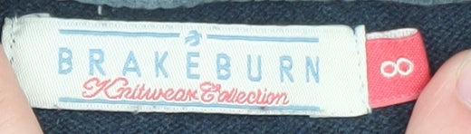 Brakeburn Womens Blue Crew Neck Button Cardigan Size M