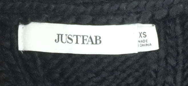 JustFab Women Black XS Cable-Knit Long Sleeve Button Cardigan