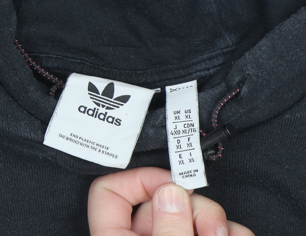 Adidas Adventure Black Cotton Hoodie Womens XL Pullover Logo Sweatshirt