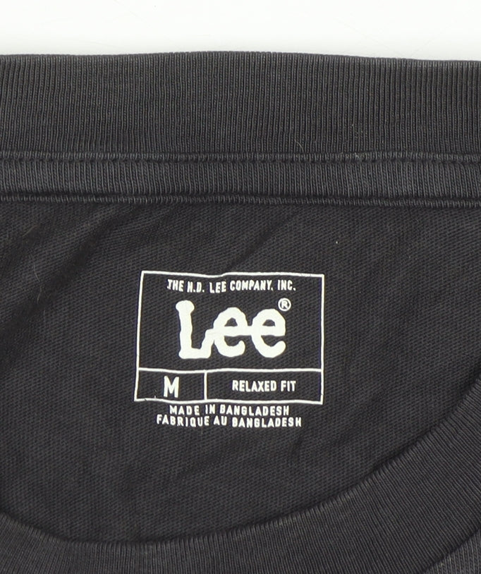 Lee Men's Black Cotton Relaxed Fit Crew Neck T-Shirt Size M