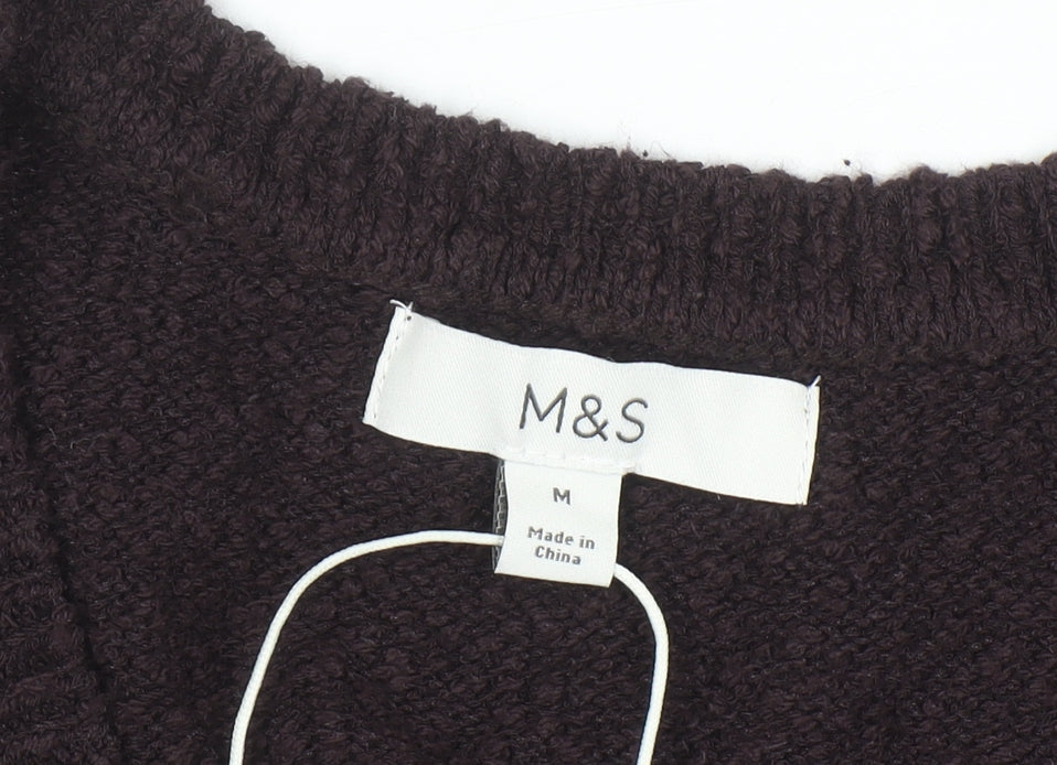 Marks and Spencer Women Brown Sleeveless Knit Vest M Round Neck