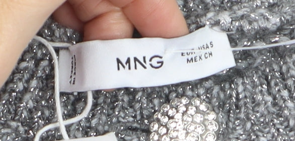 Mango Womens Grey Chunky-Knit Cardigan Small